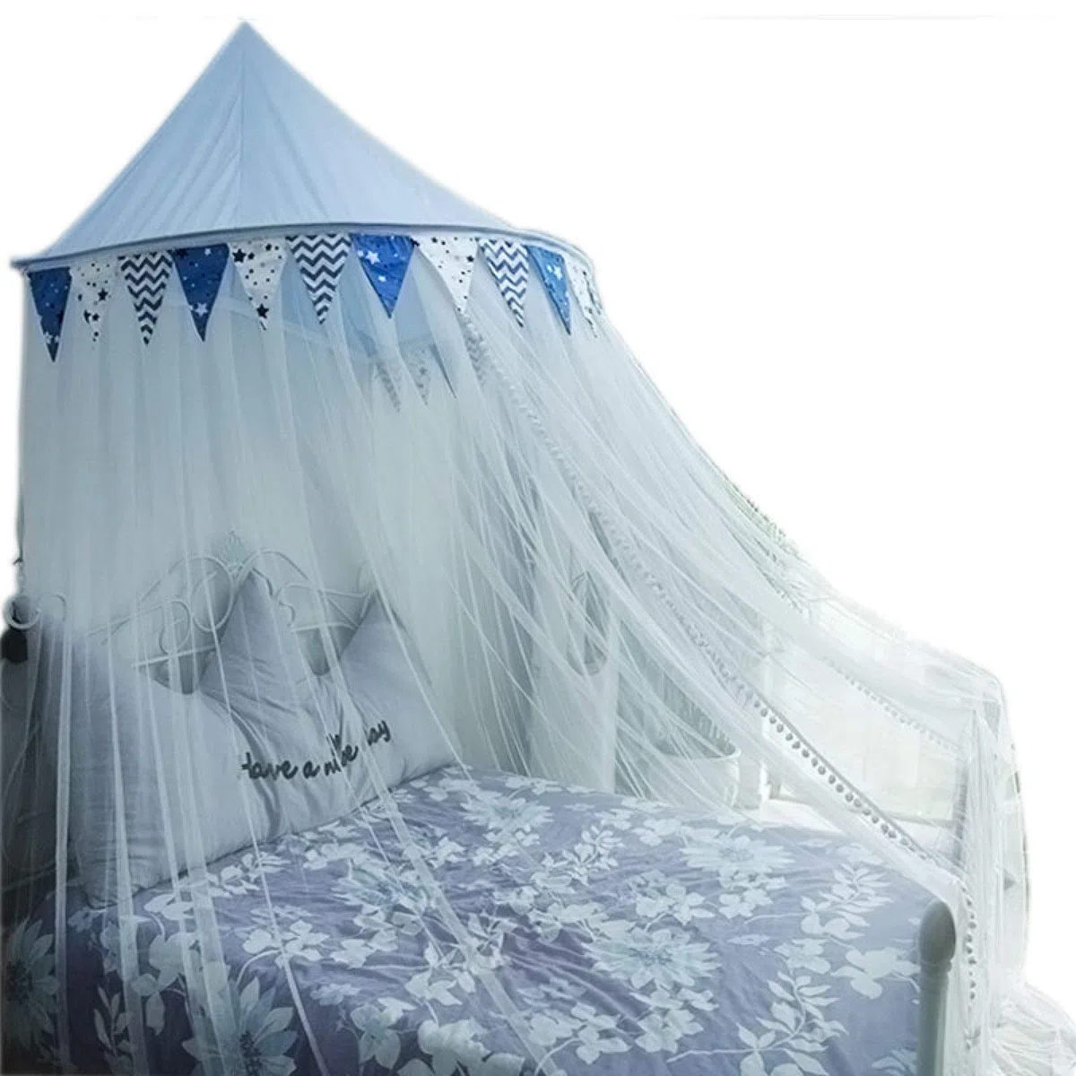 Moustiquaire avec Fil De Tente Entièrement Encerclé, Tente Épaissie pour Rideau De Lit Princesse, Lits Idéaux pour La Décoration De La Chambre,Lightblue