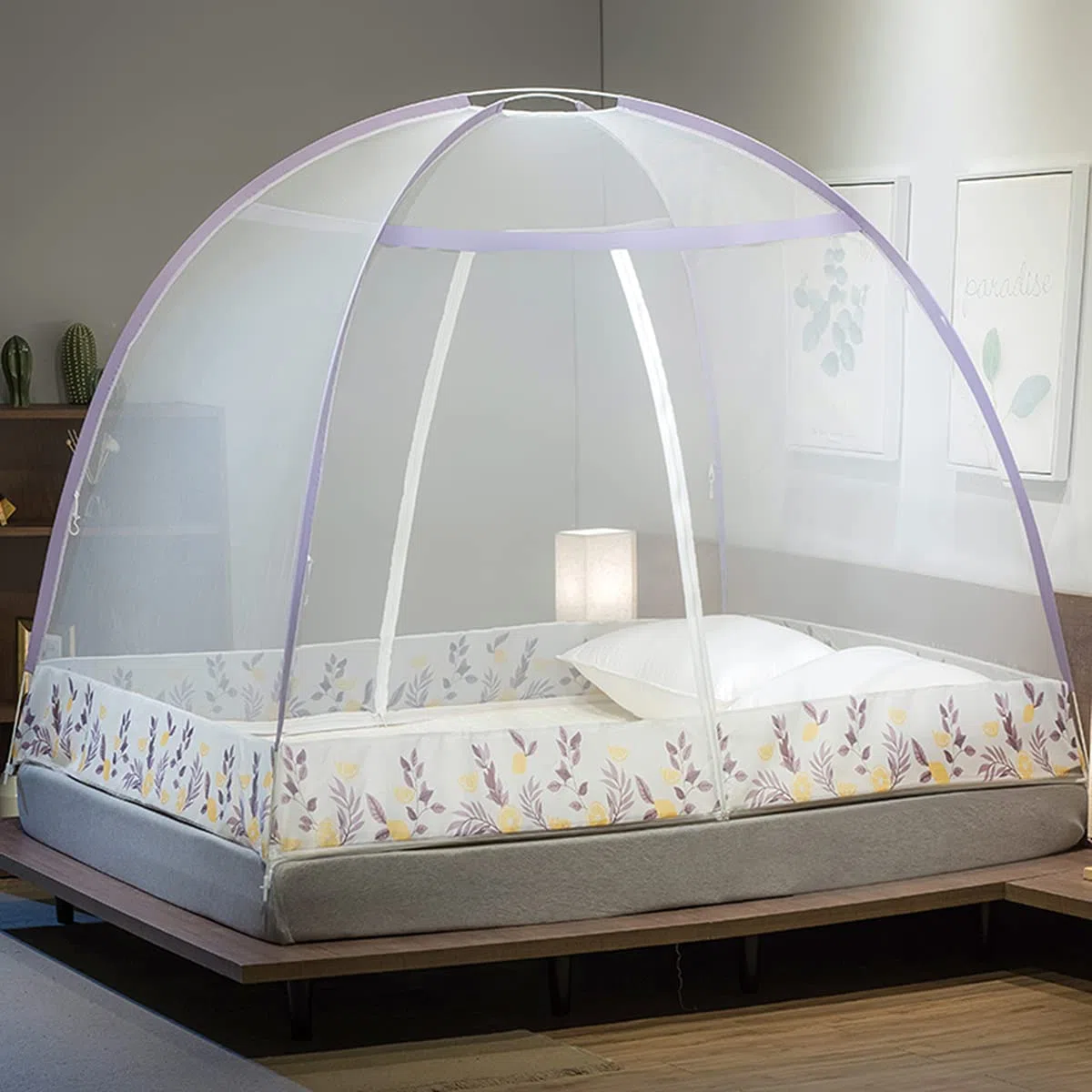 Moustiquaire lit pliable Pop-Up Moustiquaire Tente pour lit double Protection anti-insectes portable pour camping et plein air Essentiels de voyage Installation facile