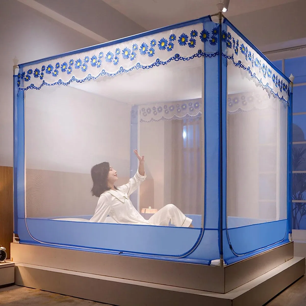 Moustiquaire pour lit, tente anti-moustiques autoportante avec 3 portes, grand filet pour voyage en plein air, installation facile pour bébé, enfant et adulte